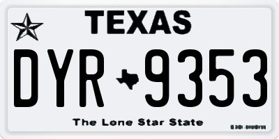 TX license plate DYR9353