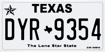 TX license plate DYR9354