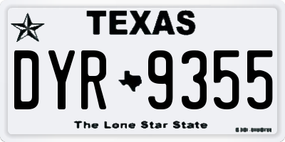 TX license plate DYR9355