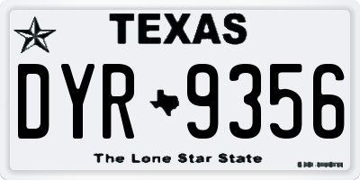 TX license plate DYR9356
