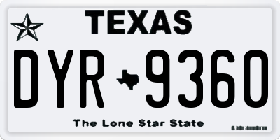 TX license plate DYR9360