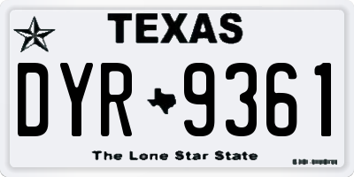 TX license plate DYR9361