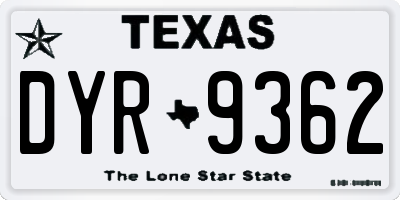 TX license plate DYR9362