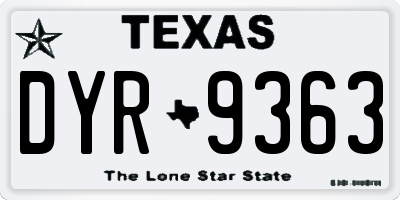 TX license plate DYR9363