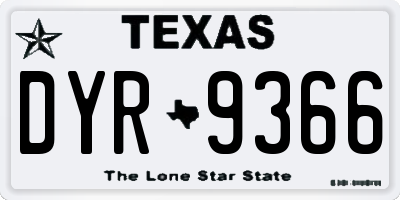 TX license plate DYR9366