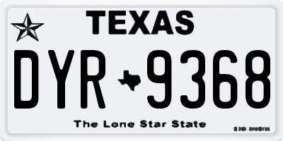 TX license plate DYR9368