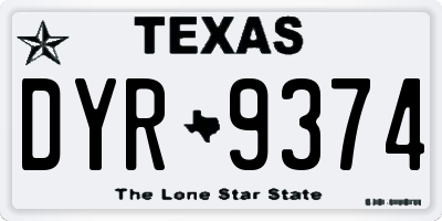 TX license plate DYR9374