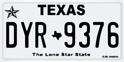 TX license plate DYR9376