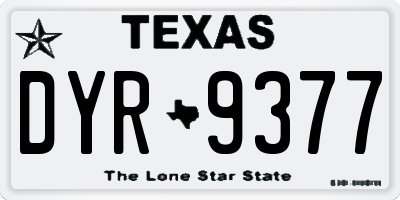 TX license plate DYR9377