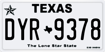 TX license plate DYR9378
