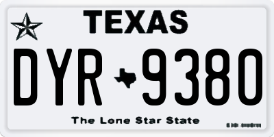 TX license plate DYR9380