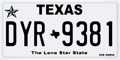 TX license plate DYR9381