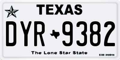 TX license plate DYR9382