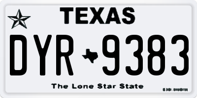TX license plate DYR9383