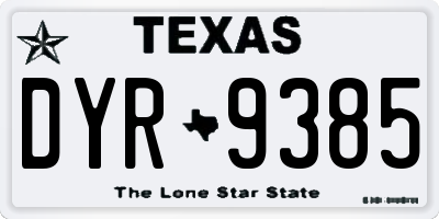 TX license plate DYR9385