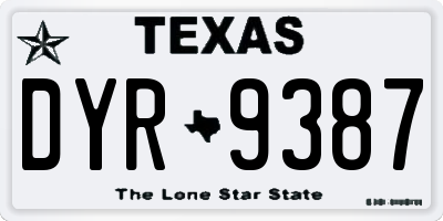 TX license plate DYR9387