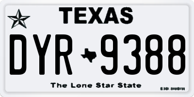 TX license plate DYR9388