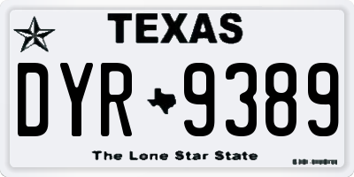 TX license plate DYR9389