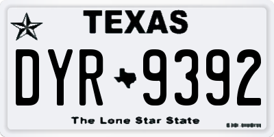 TX license plate DYR9392