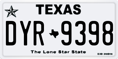 TX license plate DYR9398