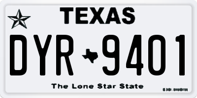 TX license plate DYR9401