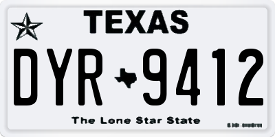 TX license plate DYR9412