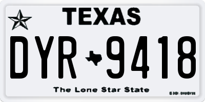 TX license plate DYR9418