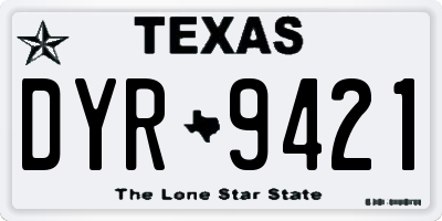 TX license plate DYR9421