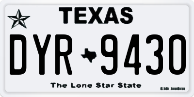 TX license plate DYR9430