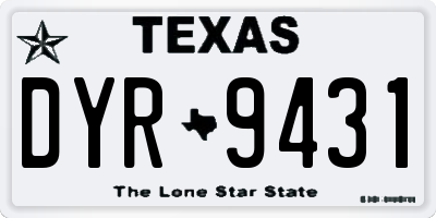 TX license plate DYR9431