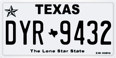 TX license plate DYR9432