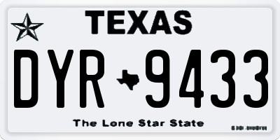 TX license plate DYR9433
