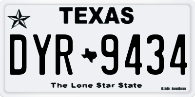 TX license plate DYR9434