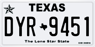 TX license plate DYR9451