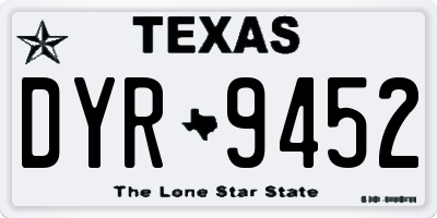 TX license plate DYR9452