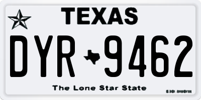 TX license plate DYR9462