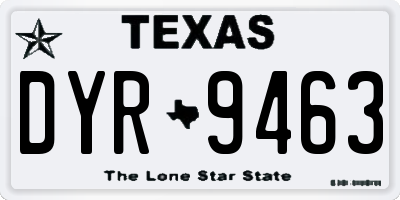 TX license plate DYR9463
