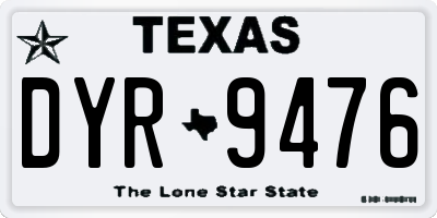 TX license plate DYR9476