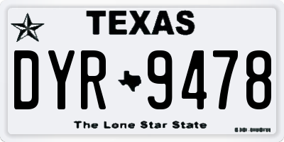 TX license plate DYR9478