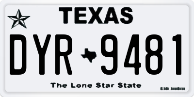 TX license plate DYR9481