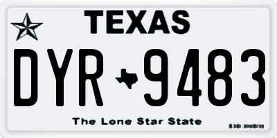 TX license plate DYR9483