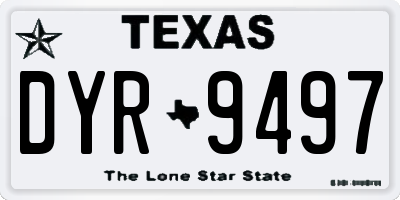TX license plate DYR9497