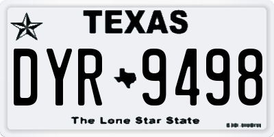 TX license plate DYR9498