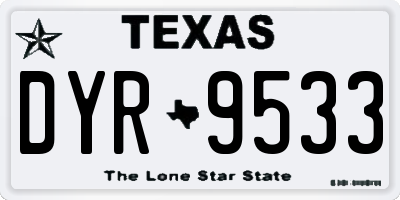 TX license plate DYR9533