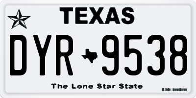 TX license plate DYR9538