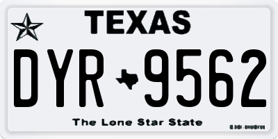 TX license plate DYR9562