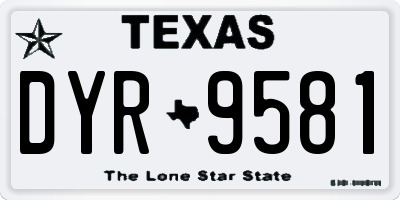 TX license plate DYR9581