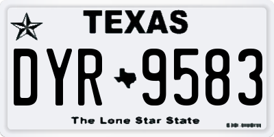 TX license plate DYR9583