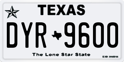 TX license plate DYR9600