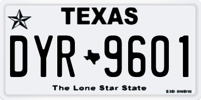 TX license plate DYR9601